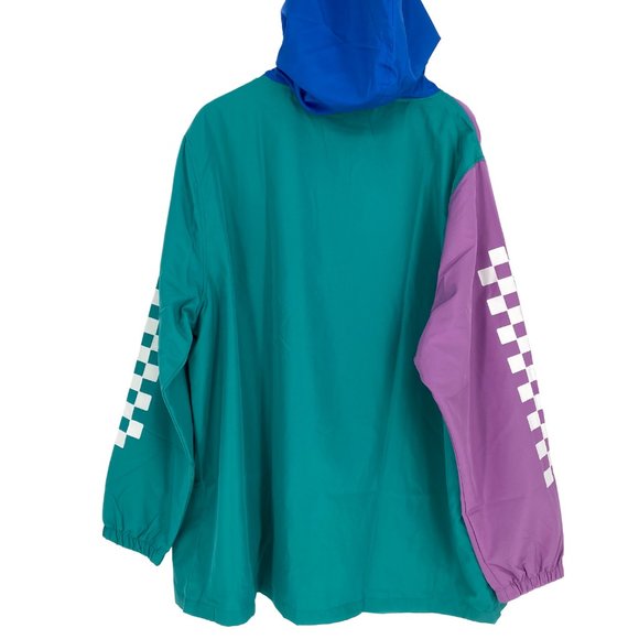 PLAYSTATION Bioworld Pastel Colorblock Checkered Long Sleeve Hooded Windbreaker - Picture 10 of 16